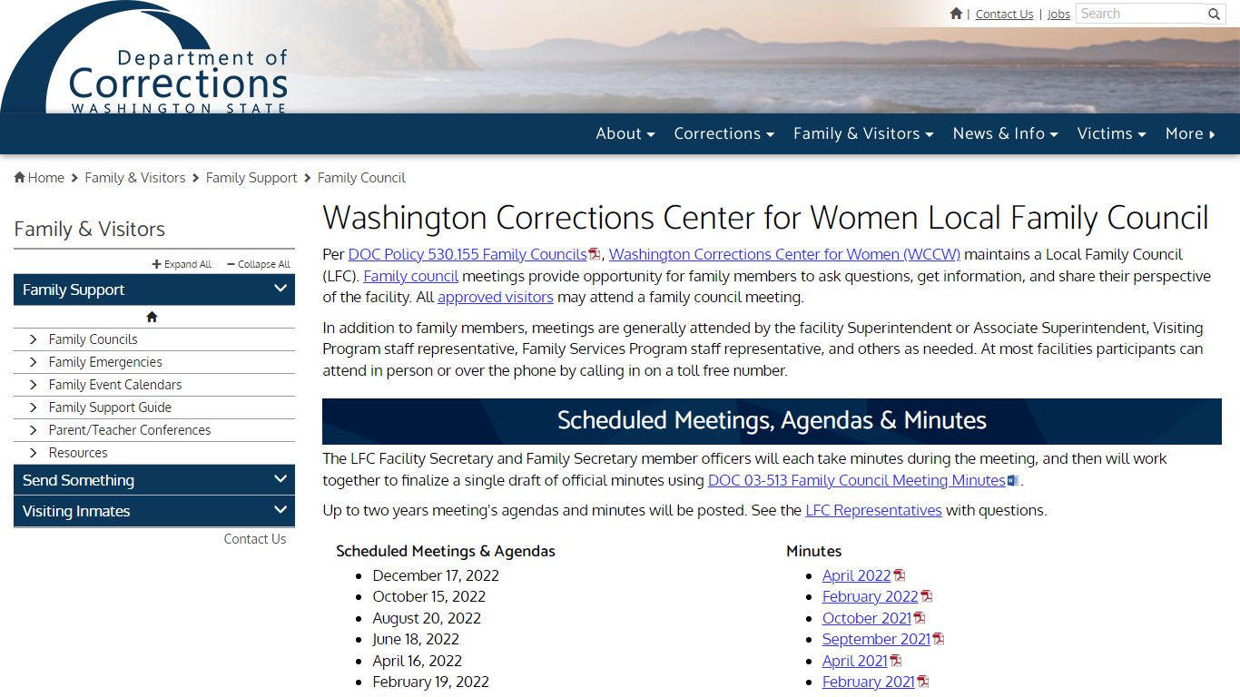 Washington Corrections Center for Women Local Family Council